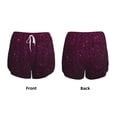 thumbnail image 3 of Gukieu Dark Purple Glitter Print Women's Sports Shorts with Drawstring Elastic Waistband for Running, Yoga, Fitness-XX-Large, 3 of 7