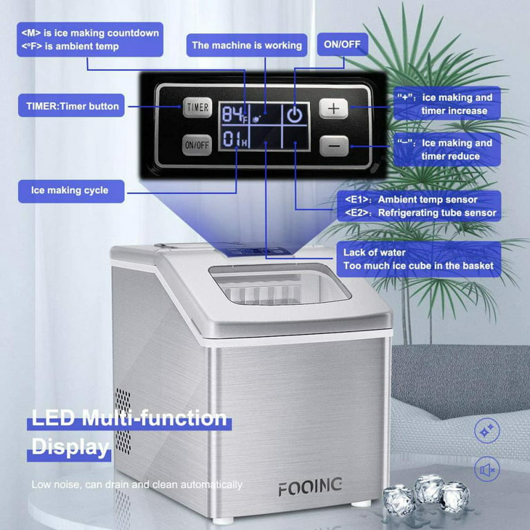  mollie Ice Machine Maker Countertop, 32 Ice Square Cubes Ready  in 20 Mins, 33lbs/24 hrs, Self-Cleaning Ice Machine, 2 Size Ice Cubes for  Kitchen Office Bar Party, 2.5L Water Tank : Appliances
