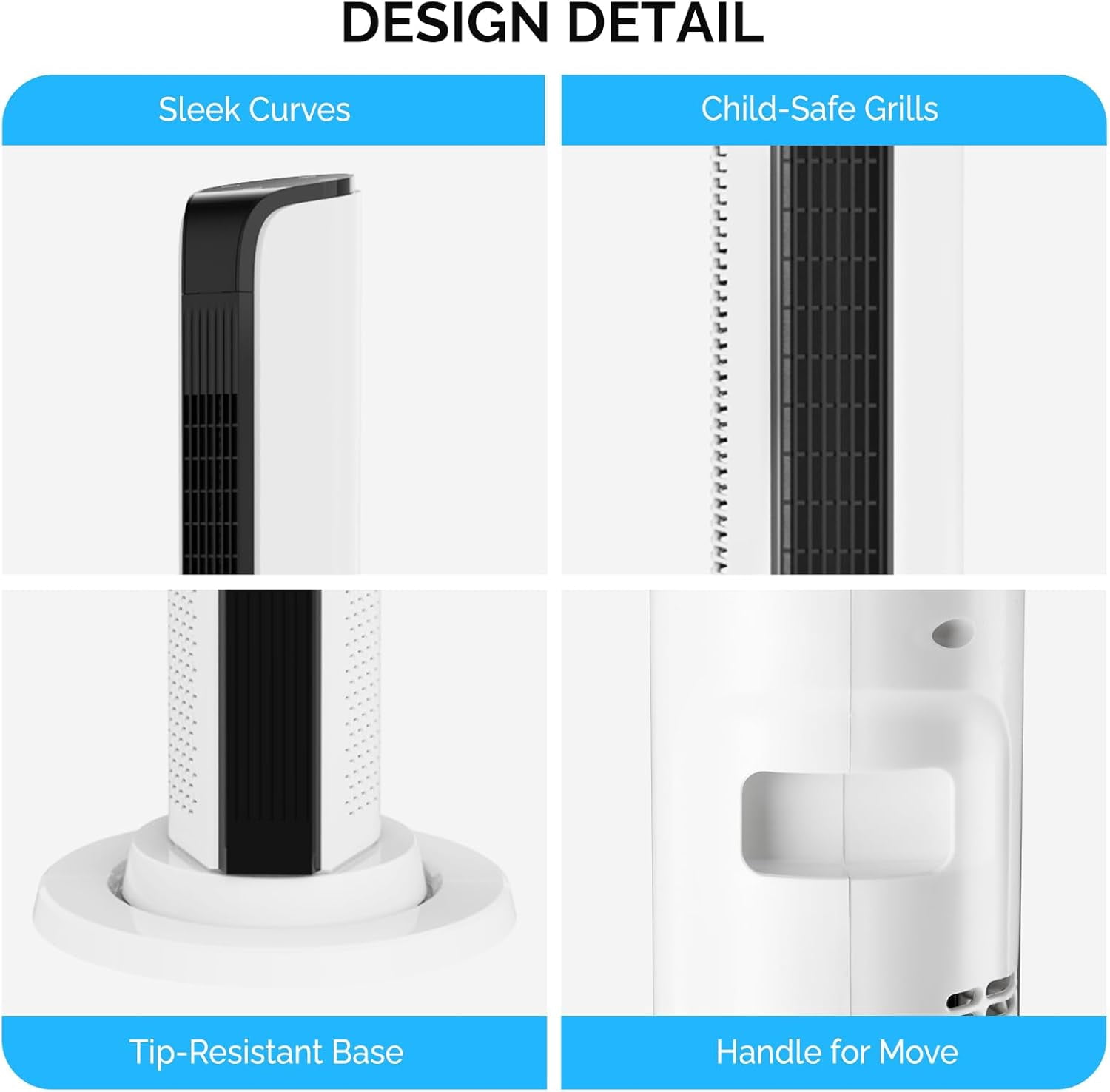 VINGLI 42" Tower Fan for Bedroom, Smart Floor Fan with APP & Remote Control, 3 Modes, 3 Speeds, Standing Fan with Oscillating, 12H Timer, Quiet Fan for Cooling Home Office