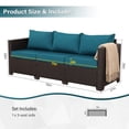 thumbnail image 3 of Waroom 3-Seat Patio Wicker Couch Outdoor Rattan Sofa Furniture Steel Frame with High Back, Peacock Blue, 3 of 7