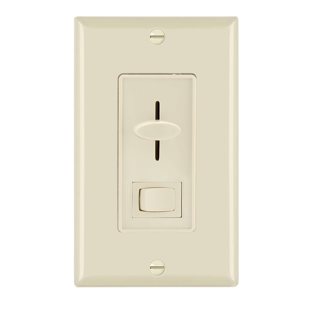 Maxxima 3-Way / Single Pole Dimmer Light Switch 600 Watt, LED Compatible, Wall Plate Included, Ivory