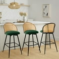 thumbnail image 2 of ANMINY Swivel Rattan Bar Stools, 29" Counter Height Set of 4, Upholstered Chairs Barstools with Full Back and Metal Legs Modern Boucle Fabric Seat for Kitchen Island, 2 of 11