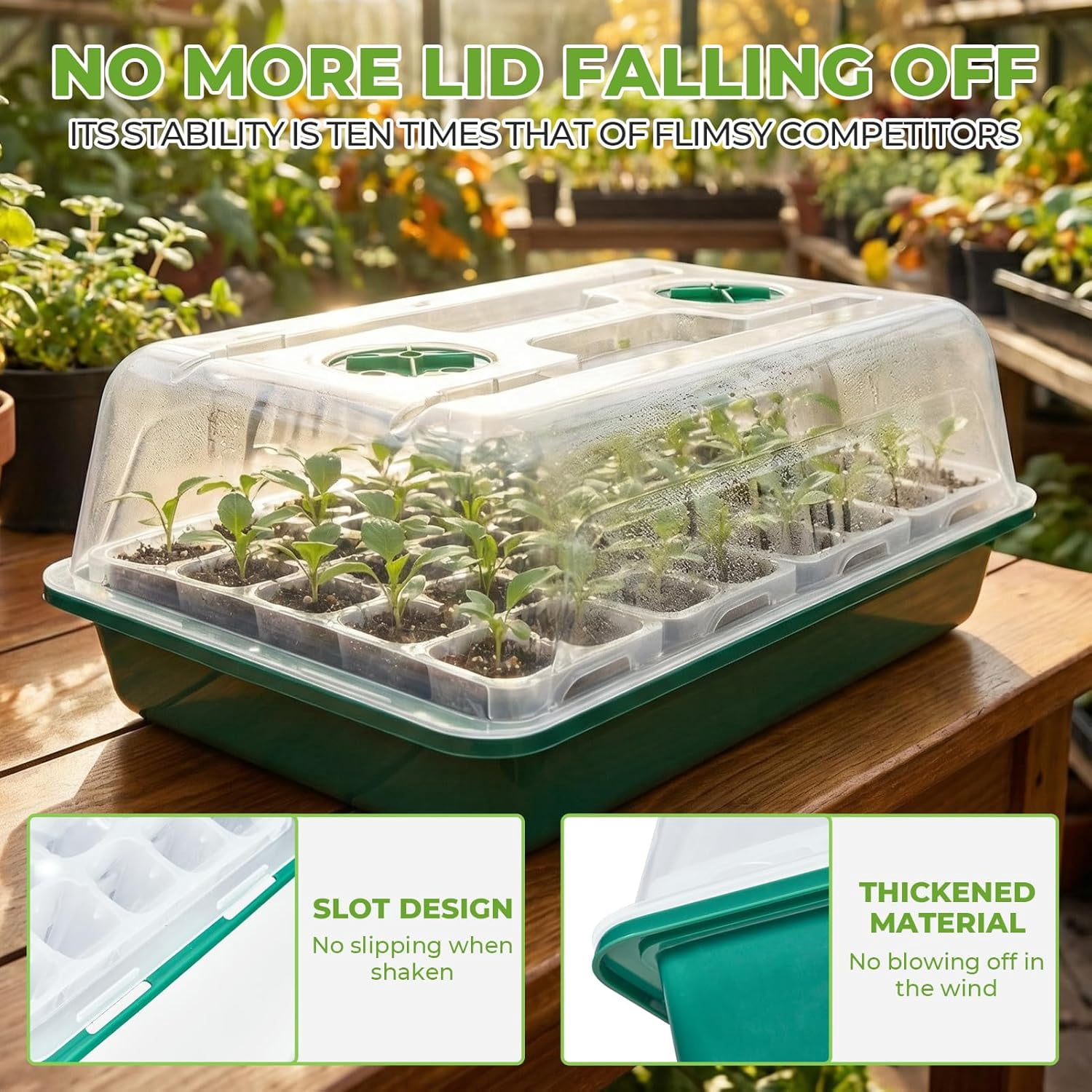 40 Cell Seed Starter Tray Kits, Reusable Plant Germination Trays, Easy Transplanting, with Humidity Domes and Bases, for Starting Vegetable, Flower & Herb Seeds, Indoor Gardening, Greenhouse
