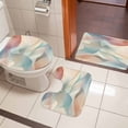 thumbnail image 5 of Abstract Water Ripple Bathroom Rugs Set Blue Brown Gradient Stitching Non Slip Absorbent Soft Bath Mats 3 Piece Set with Bathroom Rug, U-Shaped Floor Mat, Toilet Seat Cover Small Size, 5 of 9