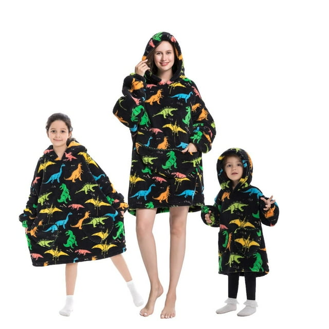 Wearable Blanket Hoodie for Adults Sherpa All Patterns Oversized Sweatshirt Blanket with Pockets