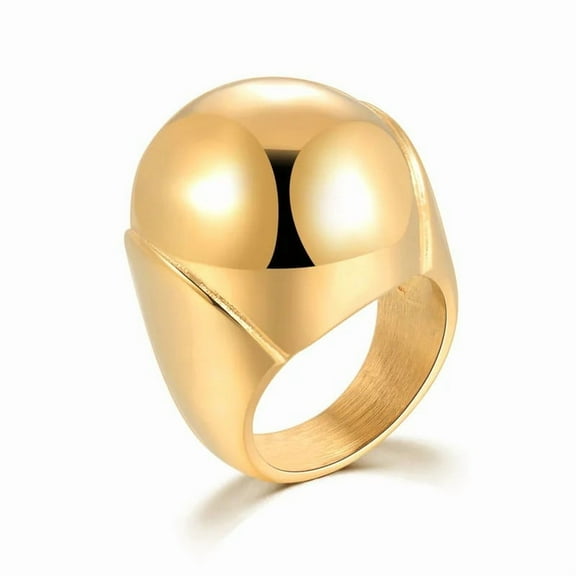 New Fashion Golden Large Rings for Women Party Jewelry Big Ball Cocktail 14K Yellow Gold Anillos Mujer