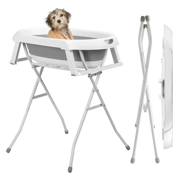 Wliqien 2 in 1 Dog Bathtub Dog Washing Station, Foldable Pet Bath Tub for Bathing and Grooming, Collapsible Portable Shower Bathtub for Small Dogs Cats Pet, Indoor and Outdoor