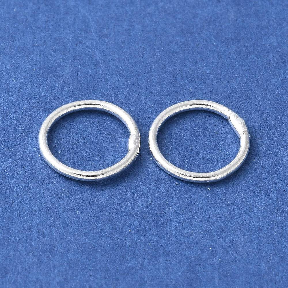 Brass Round Rings Soldered Jump Rings Closed Jump Rings Cadmium Free & Lead Free Silver Color Plated 18 Gauge 10x1mm Inner Diameter: 8mm Hole: 8mm