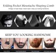 thumbnail image 2 of Peahefy Folding Pocket Moustache Shaping Comb Stainless Steel Round Comb Teeth Beard Comb ,Beard Comb, Portable Beard Comb, 2 of 8