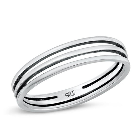 Wholesale Minimalist Ring .925 Sterling Silver Triple Band Jewelry Female Male Unisex Size 5