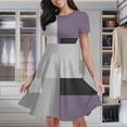 thumbnail image 2 of Modern Art Purple Gray Black Geometric Women's Classic Swing Skater Dress Casual Work Party Cocktail Dresses, 2 of 6