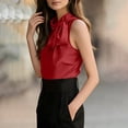 thumbnail image 6 of cocolona Summer Womens Satin Tank Tops Sleeveless Bow Tie Neck Blouses Dressy Casual Work Shirts, 6 of 7