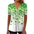 thumbnail image 2 of QETYUW St Patricks Day Tops for Women Button Up Pleated Tunics Plus Size Short Sleeve Graphic Tees Holiday Casual Tshirts, 2 of 5