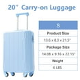 thumbnail image 6 of Carry on Luggage, Lightweight Durable ABS Suitcases with Double Wheels, Expandable 20-inch Travel Checked Luggage 20", 6 of 7