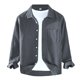 thumbnail image 1 of Camisas De Vestir Para Hombre Manga Larga Camisa de hombre Moda Tendencia Suelta Cuello cuadrado Camisa casual a rayas (Grey, M), 1 of 3