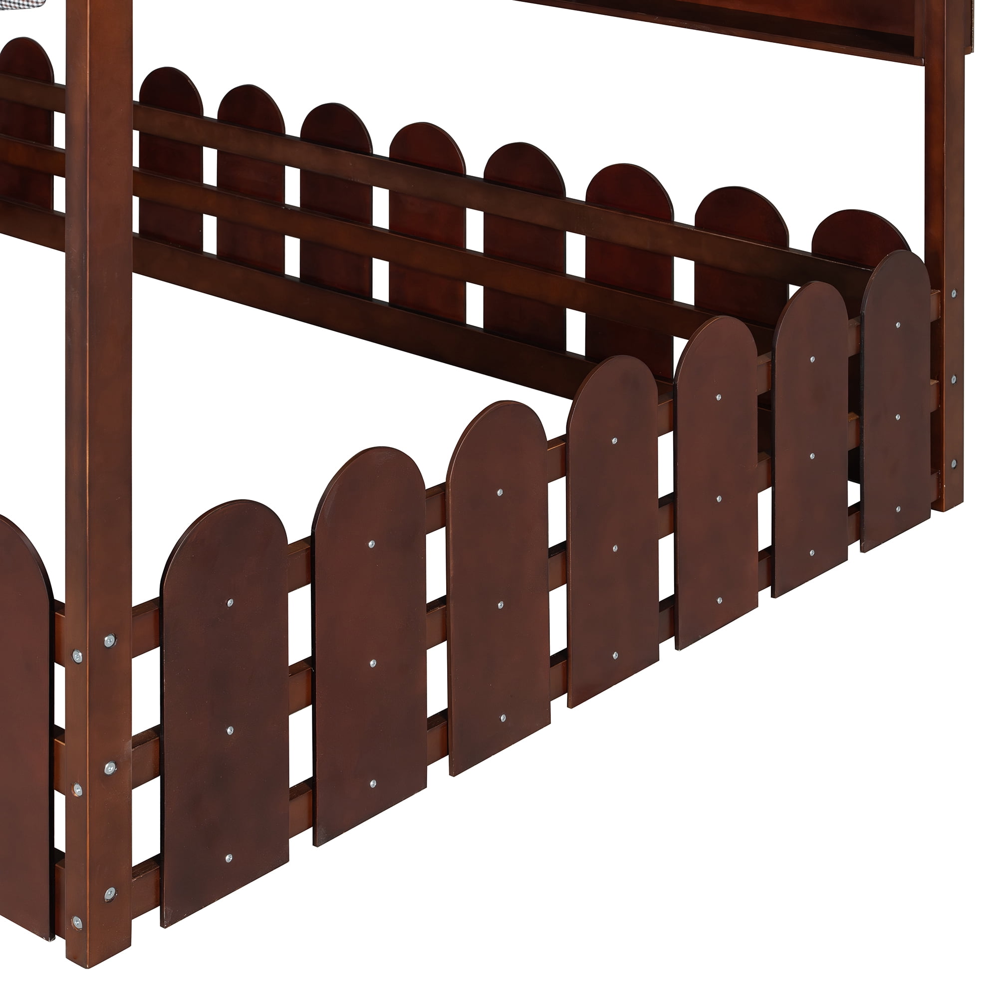 Sailvan Full Size Montessori House Bed for Kids, Floor Bed with Fence Railings, Slats not included