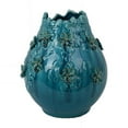 thumbnail image 2 of Remi Flower Vase, Decorative Aqua Blue Ceramic w Floral Motifs 11 Inch, 2 of 5