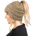 thumbnail image 1 of SURJDE Women's Beanie Ponytail Messy Bun BeanieTail Multi Color Ribbed Hat Cap, 1 of 6