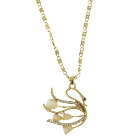 Mi Amore Swan Adjustable Pendant-Necklace Gold-Tone