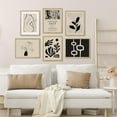 thumbnail image 2 of PixonSign Framed Canvas Print Wall Art Set - Duotone Black Geometric and Plant & Humanities Pattern Poster - Set of 6 Abstract Artwork Minimalism Cultural Art Wall Décor - 12"x16"x6 Natural, 2 of 5