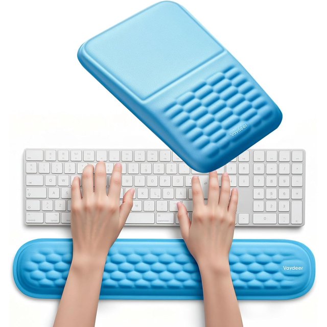 Ergonomic Mouse Pad and Keyboard Wrist Rest Set Soft Memory Foam Mouse pad with Wrist Support with Wrist Rest for Computer Keyboard Made Easy Typing & Relieve Wrist Pain()