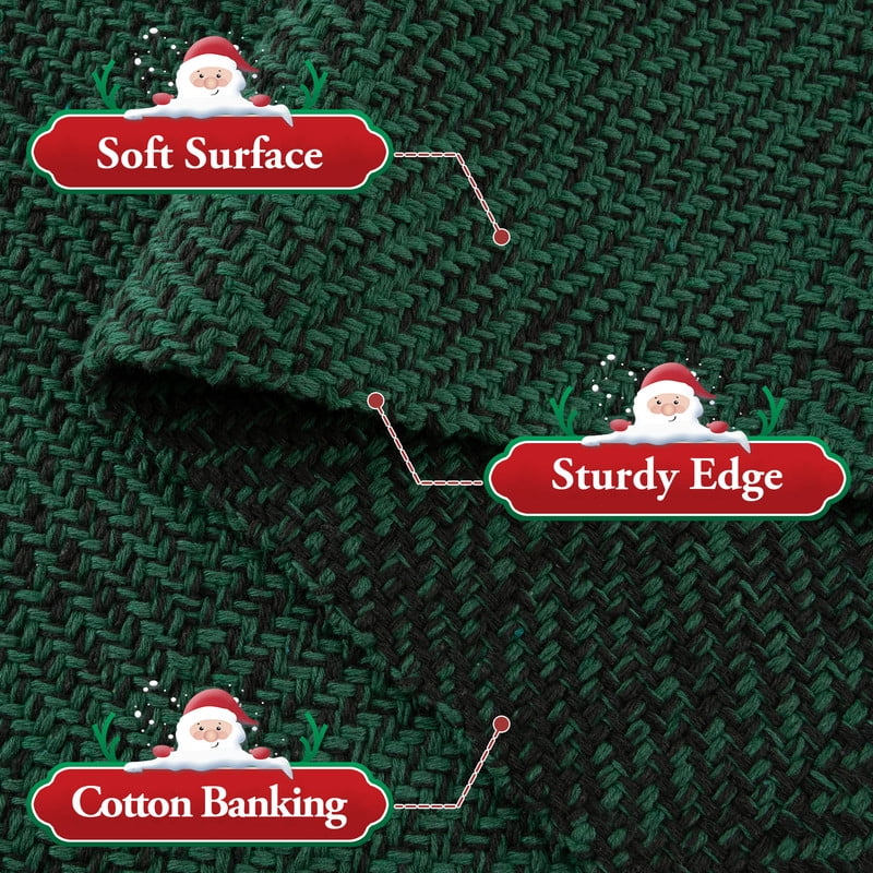 SUNDEREY 2'x4' Christmas Doormat Hallway Runner Rug,Washable Kitchen Floor Mat, Cotton Woven Reversible Entryway Rug, Holiday Xmas Decor Indoor Outdoor Throw Rug,Green&Black