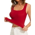 thumbnail image 5 of YANDW Square Neck Tank Top Sleeveless Yoga Workout Cami Crop Tops for Women Red,2XL, 5 of 6