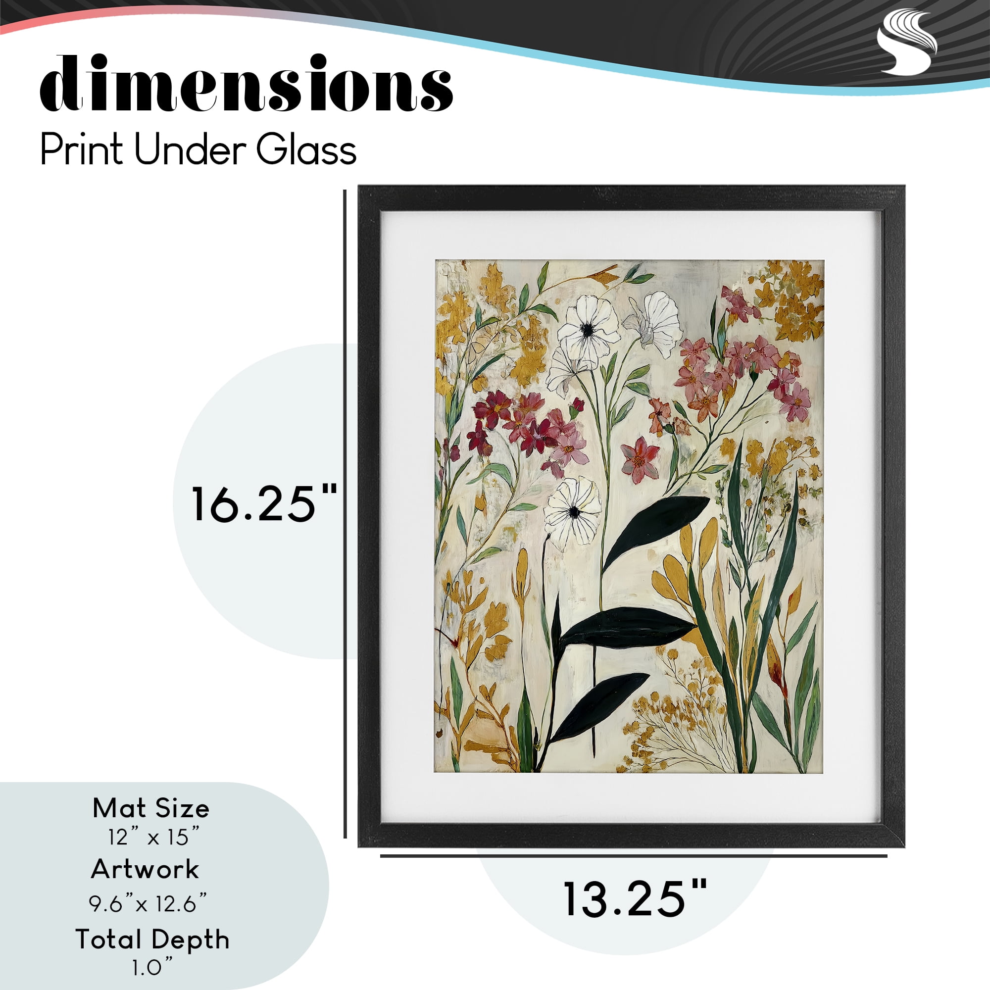 Vintage Playful Botanicals Black Framed Print Under Glass, design by Annabelle Hall