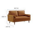 thumbnail image 3 of Loveseat Sofa, Walnut Tan, Faux Leather, Living Room Lounge Cafe Lobby Hospitality Restaurant, Modern Contemporary, HB37269, 3 of 9