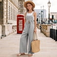thumbnail image 3 of Coerni Summer Romper for Girls Spaghetti Strap Wide Leg Jumpsuit with Pocket Solids Casual Lightweight Overalls 4-15 Years, 3 of 6