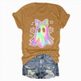 thumbnail image 4 of TOWED22 Halloween Shirt for Women Crew Neck Shirt Cute Bow Ghost Graphic Short Sleeve Casual Fall Clothes Tops(Yellow,XL), 4 of 5
