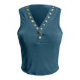 thumbnail image 2 of Aayomet Summer Tops For Women Women's Deep V Neck Slim Fitted Strap Crop Cami Tank Sleeveless Top,Blue M, 2 of 4