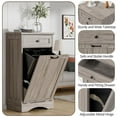 thumbnail image 4 of Tilt Out Trash Cabinet 13 Gallon Wooden FreeStanding Waste Bins with Hideaway Drawer,Kitchen Island with Trash Can Storage(Grey), 4 of 12