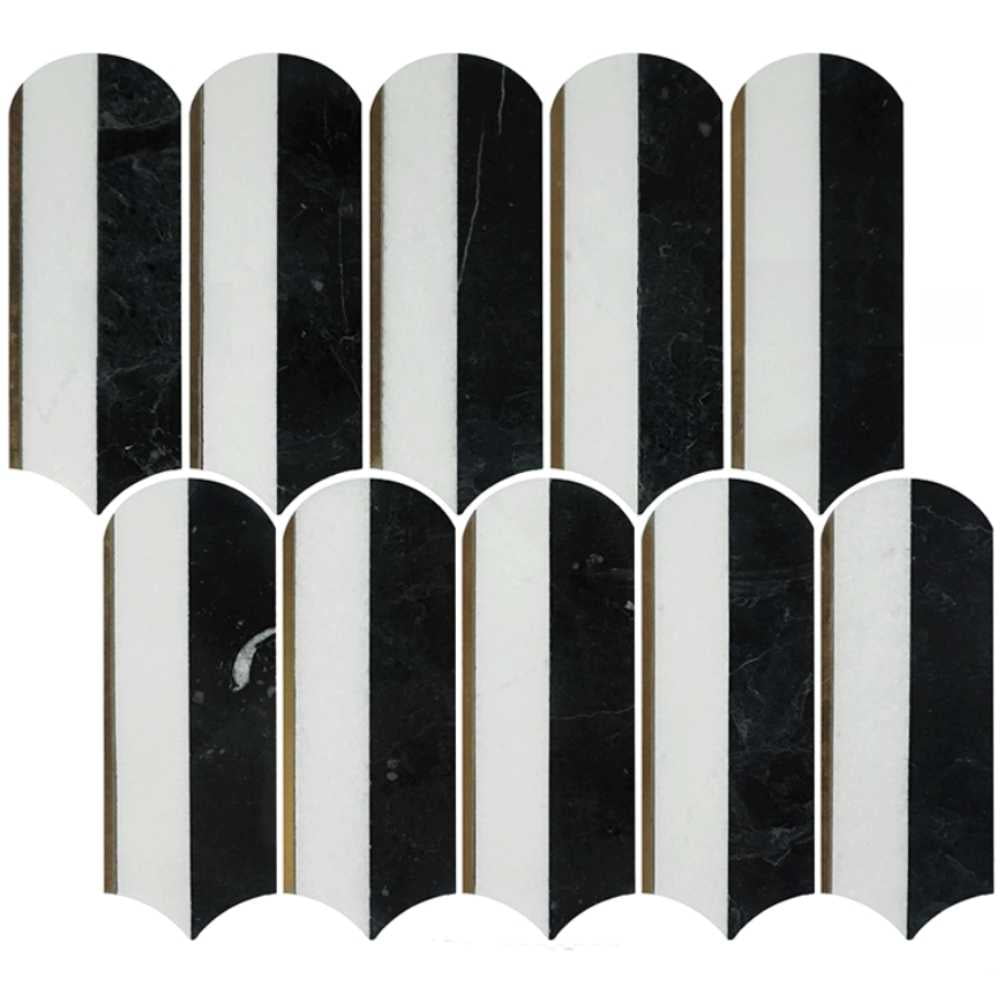The Tile Life Mad Decade 12" x 12" Black Marble Mosaic Wall Tile 1 Sheet
