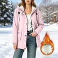 thumbnail image 6 of vdgthytj Fleece Jacket Women Waterproof Full Zip Button Drawstring Hooded Jackets Winter Warm Casual Rain Jacket with Pockets(X-Large,Pink), 6 of 7