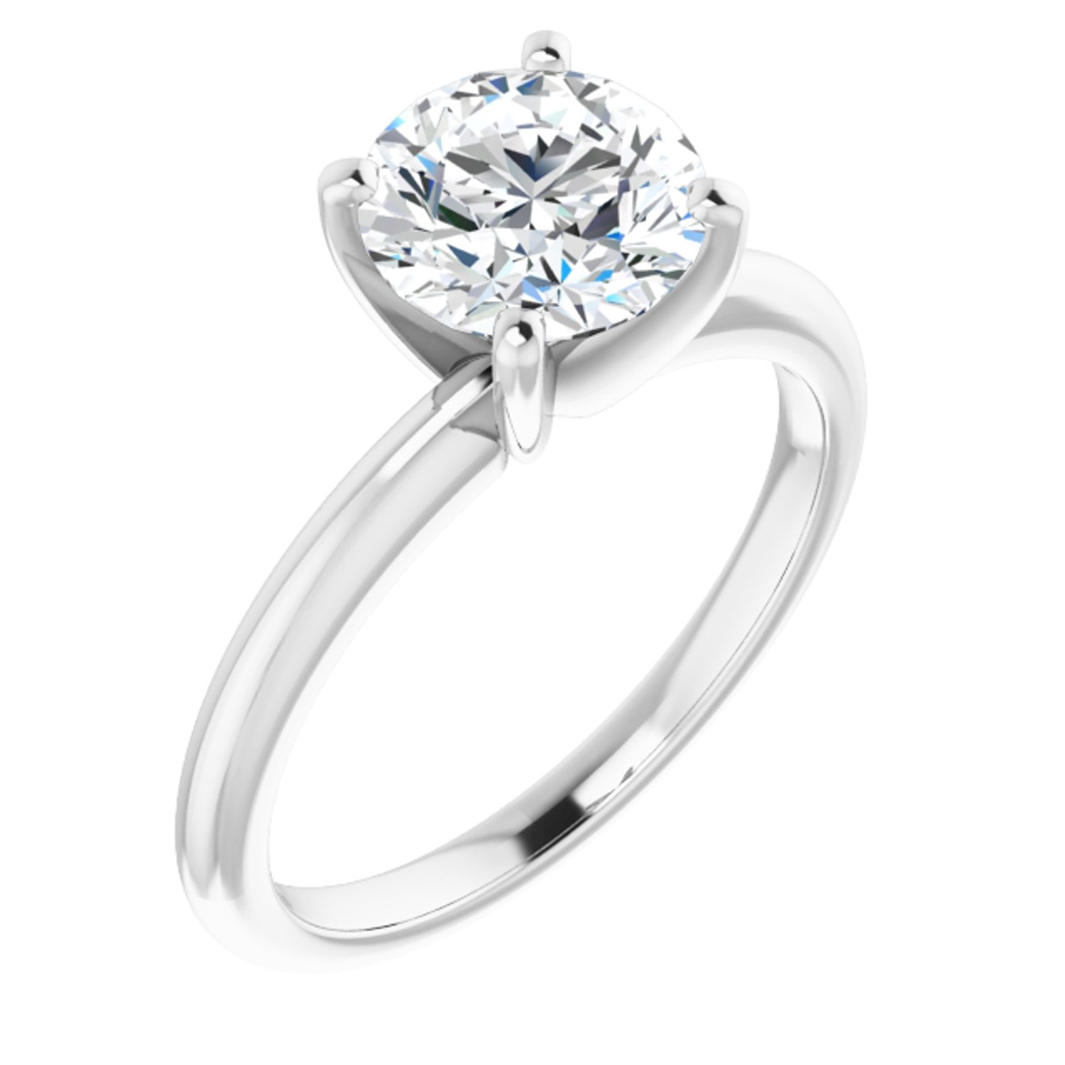 1.50 Ct Round Cut Diamond Solitaire Engagement Ring 14k White Gold Over Size 7