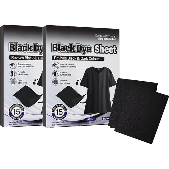 Black Clothes Dye, 30 Sheets Natural Black Fabric Dye for Clothing, Blacks Clothes Dyes Sheets for Washing Machines, Long Lasting Blacks Fabric Machine Dyes Sheet, for All Types Fabrics