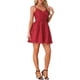 thumbnail image 4 of INSPIRE CHIC Vestido Mini de Estrellas Metálicas para Fiesta con Tirantes de Espagueti y Falda Acampanada para Mujeres XS Burdeos, 4 of 6
