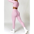 thumbnail image 2 of PISONIC Workout Sets for Women 2 Piece Square Neck Long Sleeve Crop Tops High Waist Flared Leggings Gym Sets, 2 of 12