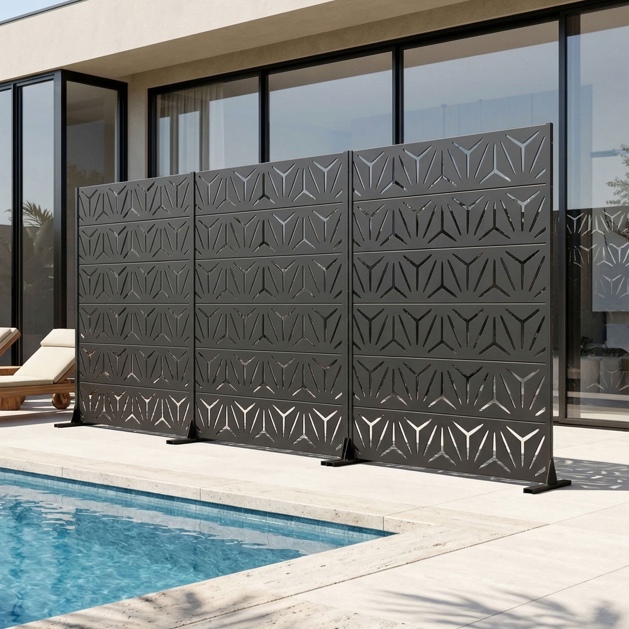 MAYEERTY 6 Panels Metal Outdoor Garden Privacy Screen Patio Backyard Decorative Privacy Fence Divider, 72×47.2×15.7in