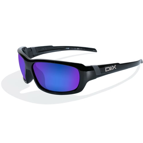 DVX Spoiler Blue Mirror Lens/ Gloss Black Frame Rxable Sunglasses