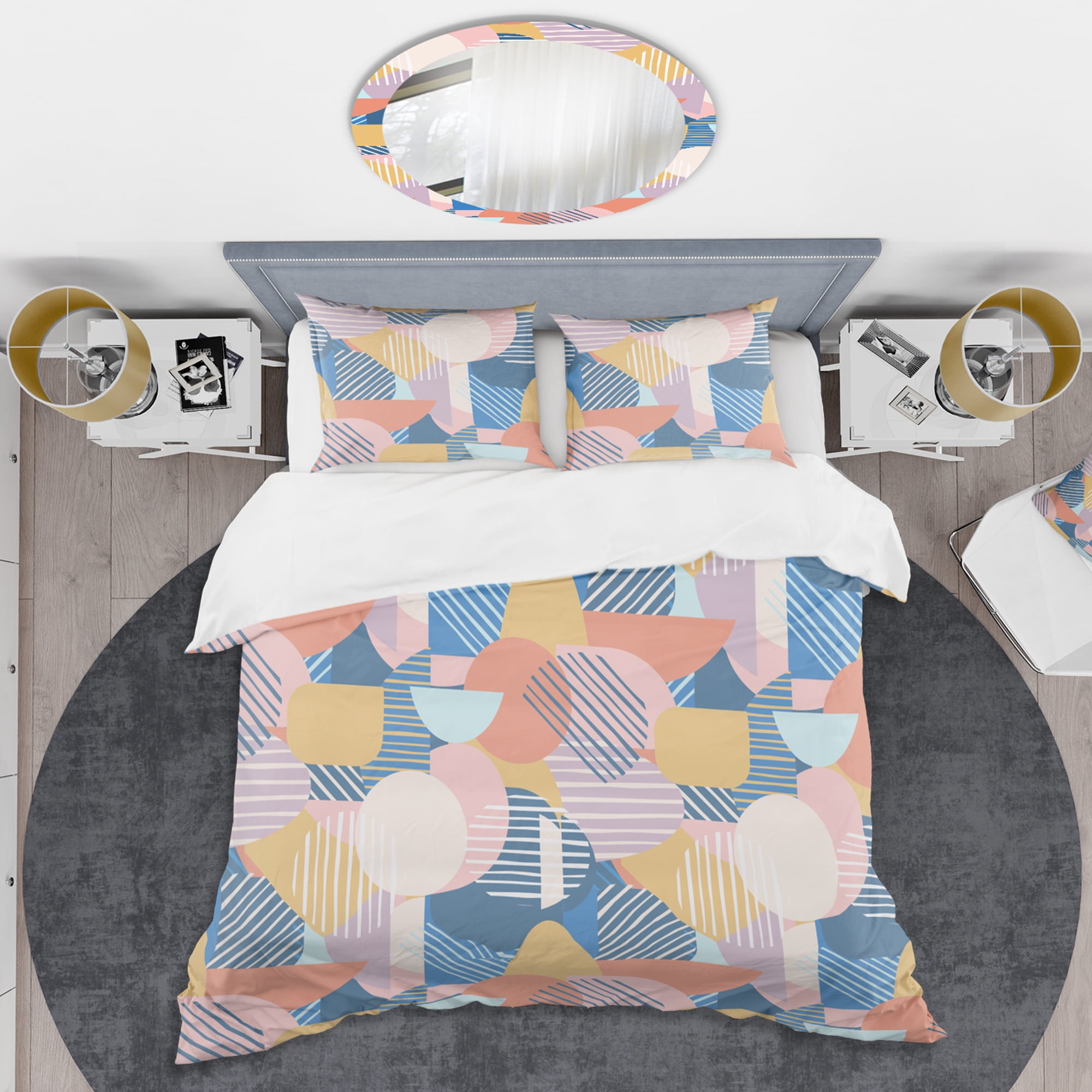 Designart 'Trendy Contemporary Geometry Shapes Pattern' Mid-Century Modern Duvet Cover Set
