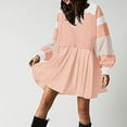 thumbnail image 4 of Annhoo Womens Oversized Sweatshirt Dresses Fall Long Sleeve Lapel Neck Pleated Mini Dress Fashion Color Block Dresses, 4 of 7
