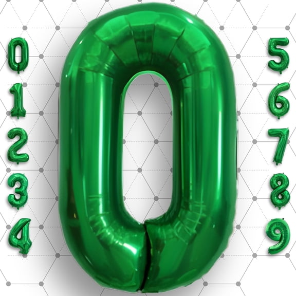 16" Green Number Balloon 0 - Air Inflatable Only Metallic Dark Green Mylar Foil Balloons Number for Birthday Party, Anniversary, Graduation Decor