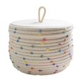 thumbnail image 1 of Cesta de almacenamiento de cuerda de algodón con tapa, caja de almacenamiento de escritorio, cesta para guardar llaves, cesta tejida para guardar maquillaje, ropa interior, 1 of 5