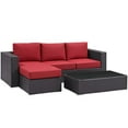 thumbnail image 3 of Modway Convene 3 Piece Outdoor Patio Sofa Set in Espresso Red, 3 of 7