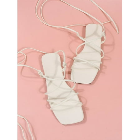 

Women s Leg Tie Design Sandals White CN42(9.5)