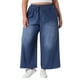 thumbnail image 2 of Pantalones de mezclilla de mujer de talla grande Agnes Orinda con cordón y cintura elástica, pantalones palazzo de pierna ancha con bolsillos 4X negro azul, 2 of 6
