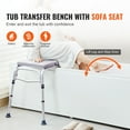 thumbnail image 2 of KFFKFF Tub Transfer Bench for Bathtub 500lbs, Shower Seat for Adults, Lightweight Bath Bench for Elderly and Disabled with Cushioned Seat, Non-Slip Shower Chair with Armrest and Adjustable Backrest, 2 of 9