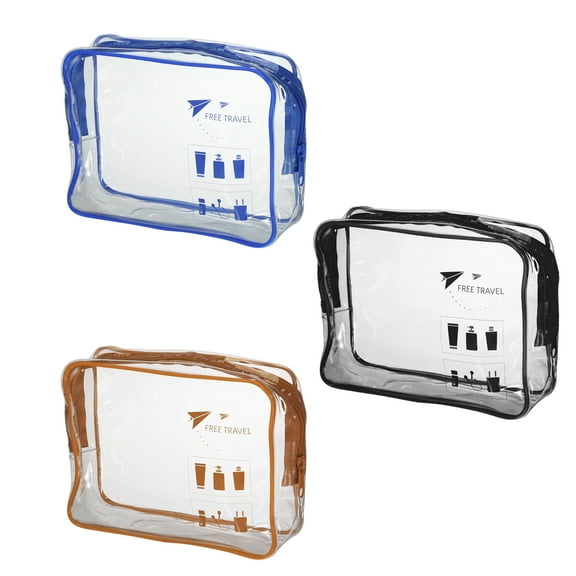 3pcs Women Waterproof Travel Makeup Bag for Vacation Camping Black Brown Blue